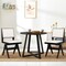 Black White Faux Sherpa Dining Chair Set 2 Swivel Rubber Wood Armless